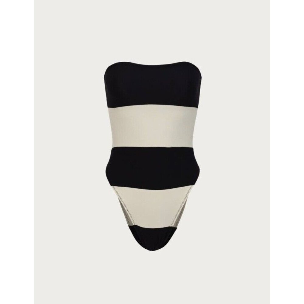 SAME Los Angeles One Piece Swimsuit Womens  Color  Suede Cream/Black Size Large